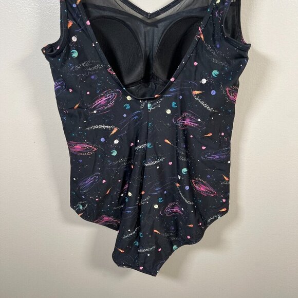 Torrid Galaxy Mesh One Piece Swimsuit Size 0 Large Black Celestial Beach Cruise - Picture 10 of 11